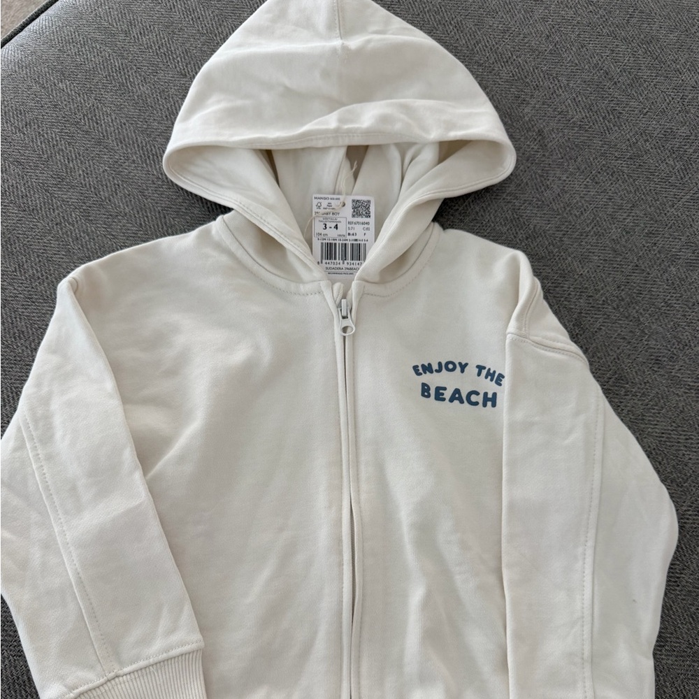 Mango Cream Hoodie with Blue Text